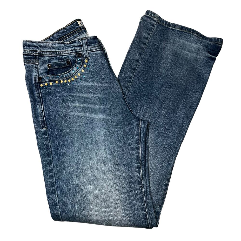 Faded Glory stretch vintage y2k boho embellished denim jeans size women's 8